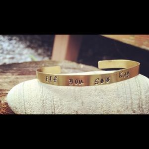 Handmade Brass Bangle stamped Eff You See Kay